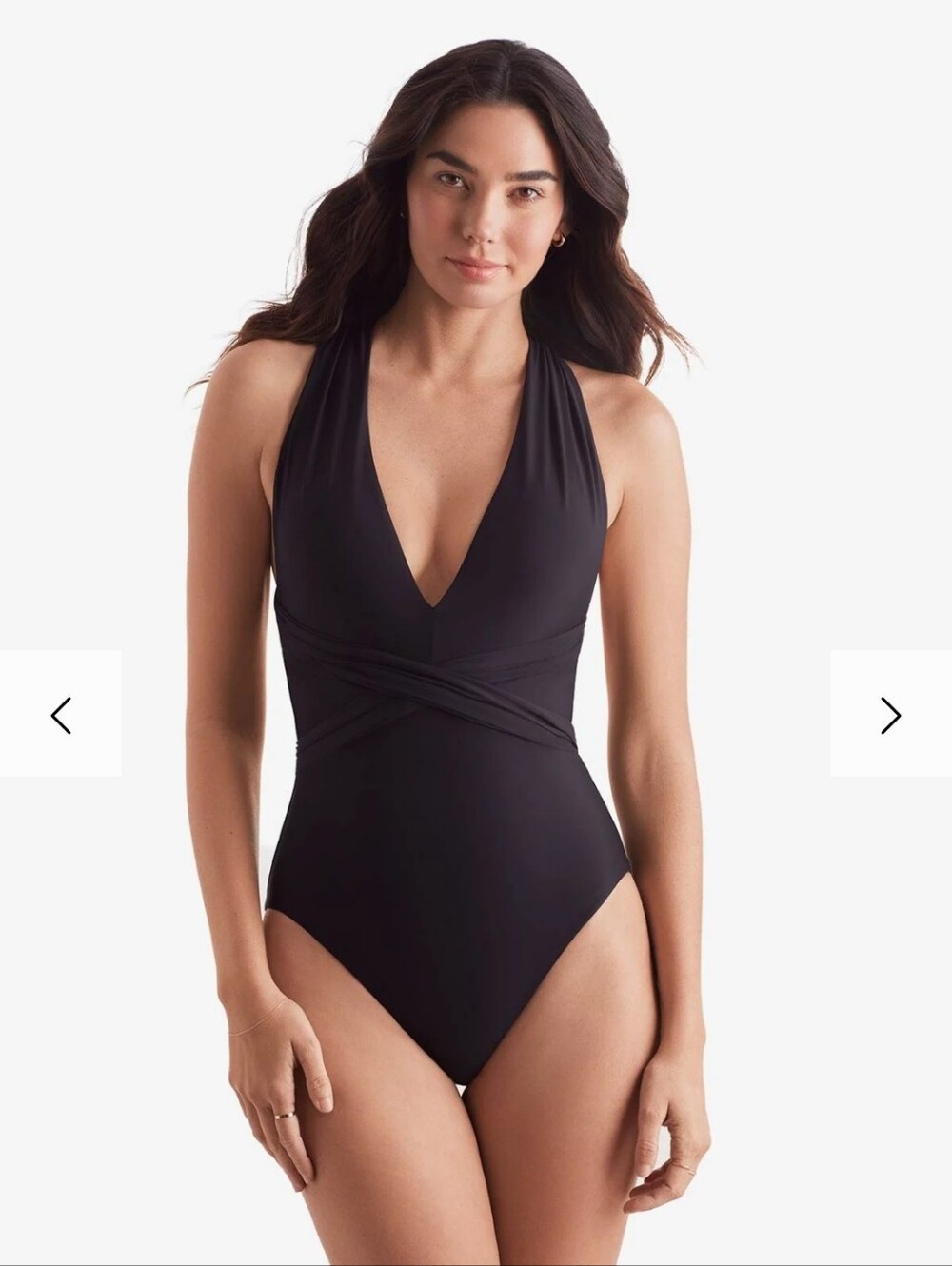 Plunging Black Twist-Waist One-Piece Swimsuit